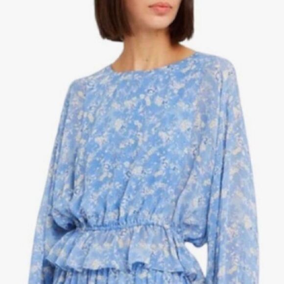 New LoveShackFancy Nellie Bluejay Silk Top Small - Picture 1 of 16